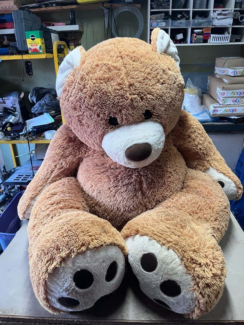 Giant 5 Foot Tall Honey Brown Plush Stuffed Teddy Bear